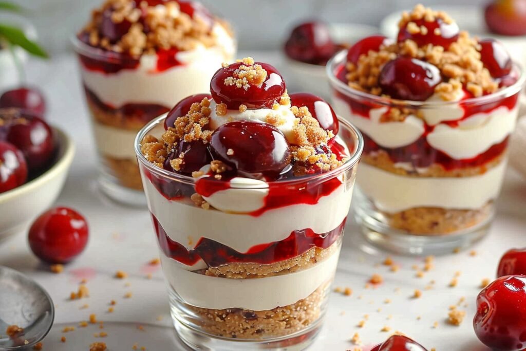 Parfait de tarta de queso sin hornear imagen destacada