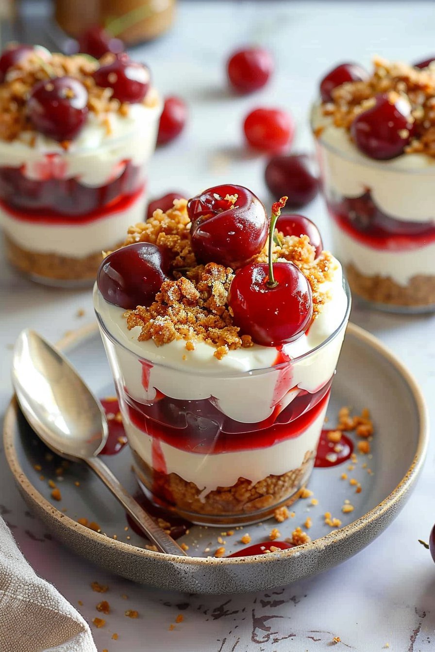 Parfait de tarta de queso sin hornear imagen de presentación