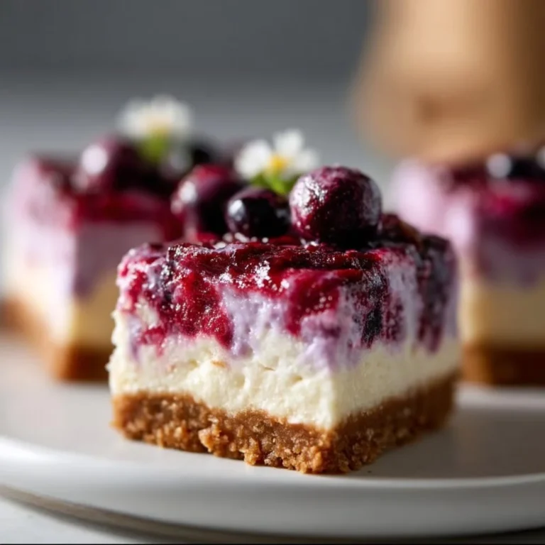 Barras de cheesecake sin azúcar con frutas frescas y sabor irresistible