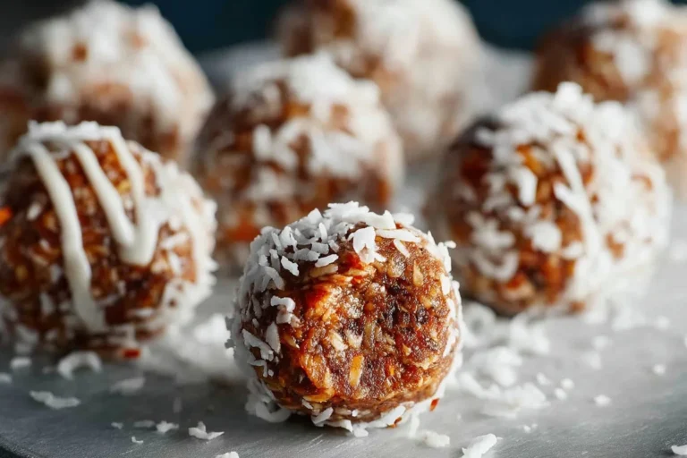 Bolas de energía de pastel de zanahoria en un plato decorativo