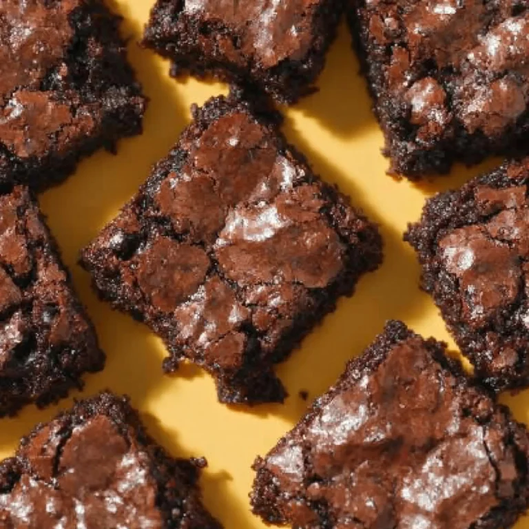 Deliciosos brownies fáciles recién horneados en una bandeja