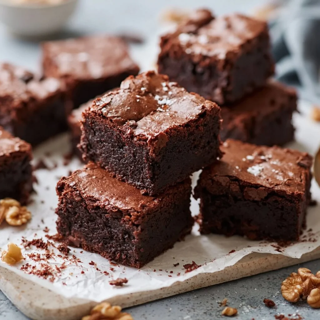 Brownies saludables de plátano frescos y esponjosos en un plato