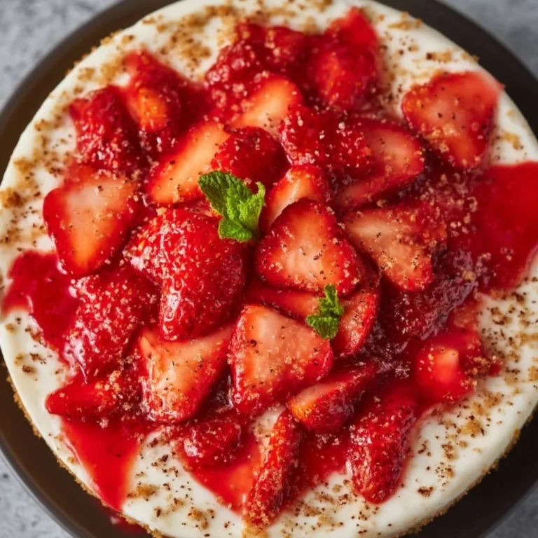 Delicioso cheesecake de fresa sin hornear con fresas frescas
