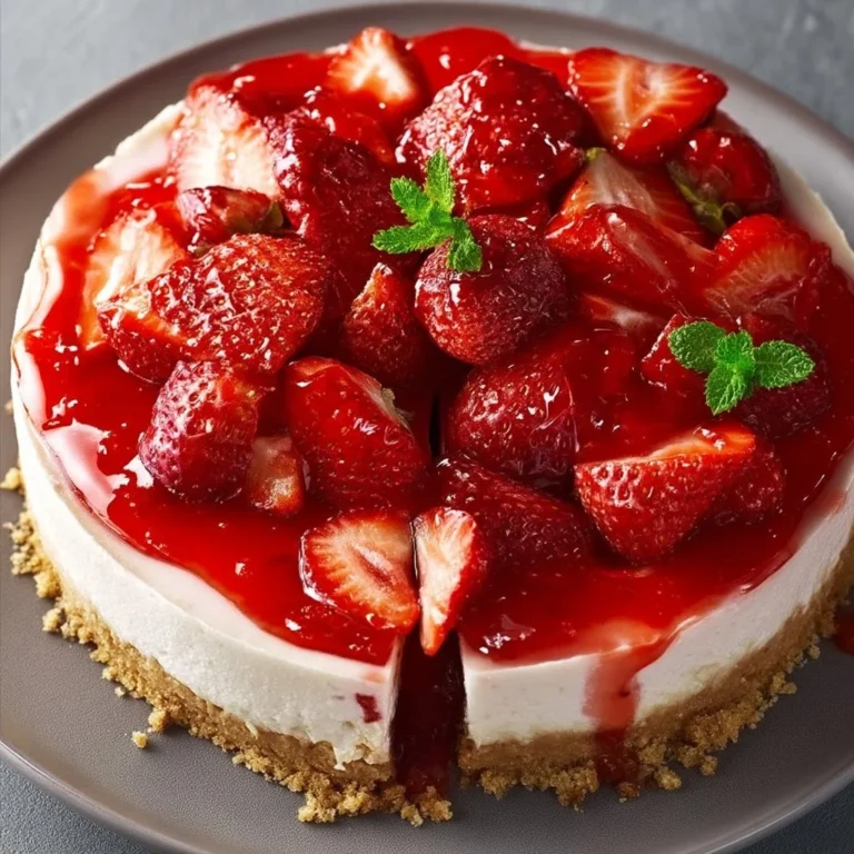 Delicioso cheesecake de fresas sin horno, postre fácil y atractivo