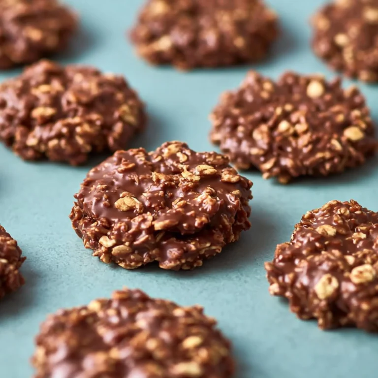 Galletas de chocolate y mantequilla de maní sin hornear en un plato