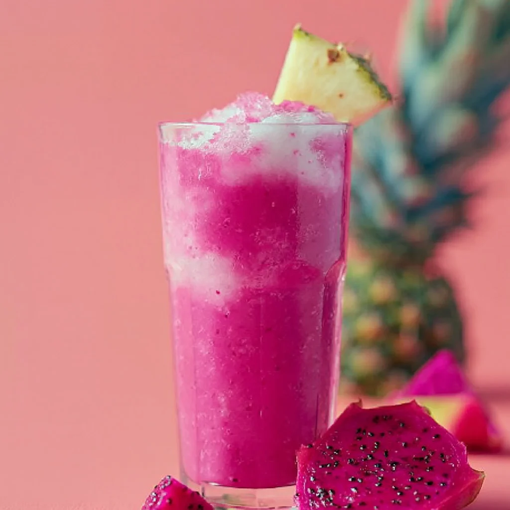 Colada de fruta dragón fresca y nutritiva en un vaso