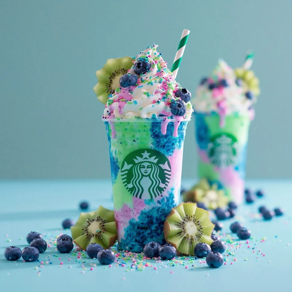 Frappuccino de Kiwi y Arándano, bebida refrescante y deliciosa de frutas naturales