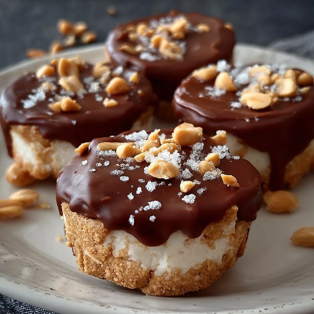 Bites congelados de yogurt griego y mantequilla de maní en un plato
