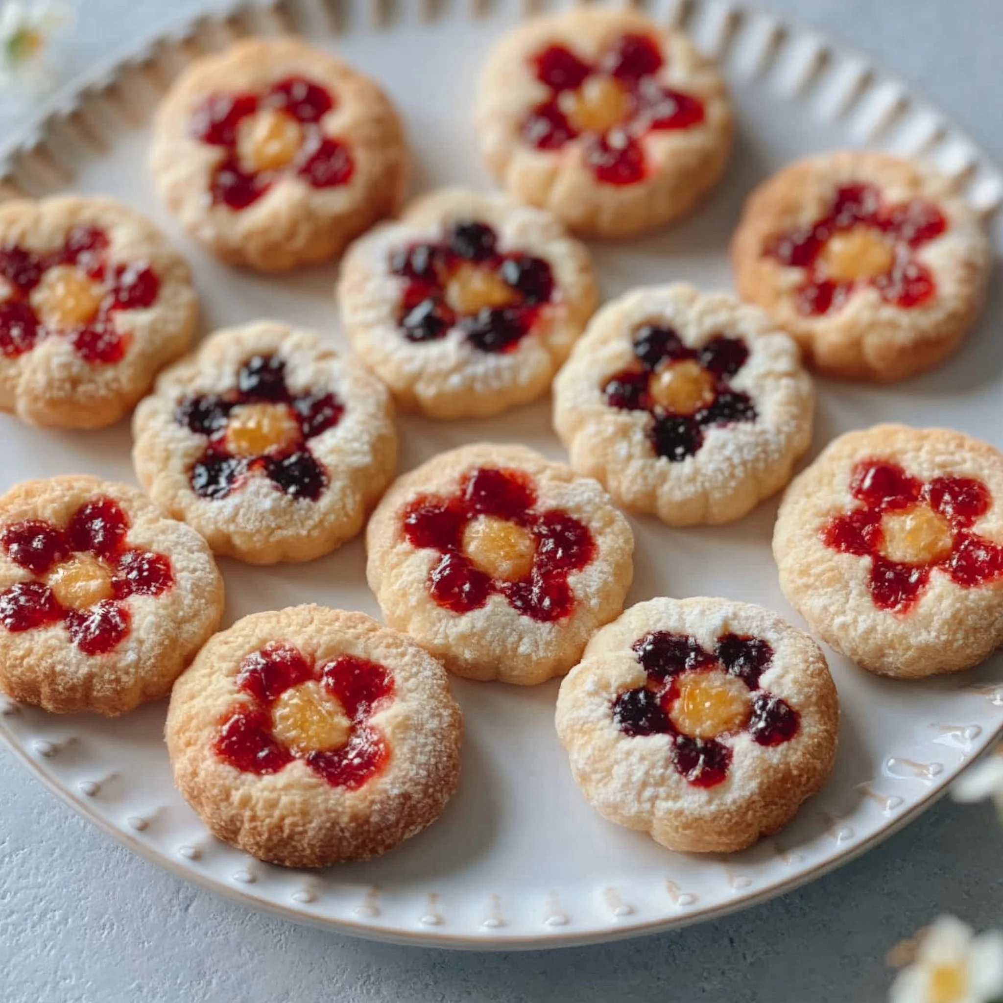 Galletas con Huella de Flor y Mermelada