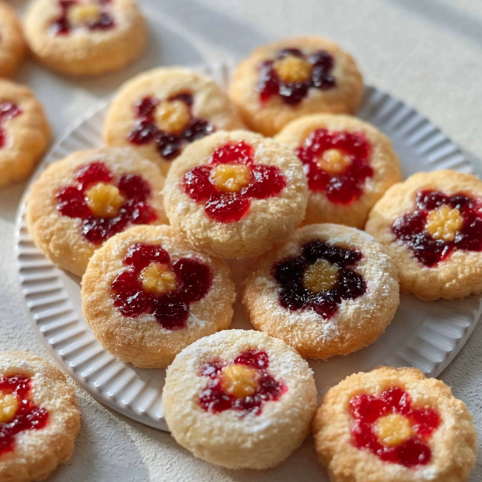 Galletas con Huella de Flor y Mermelada