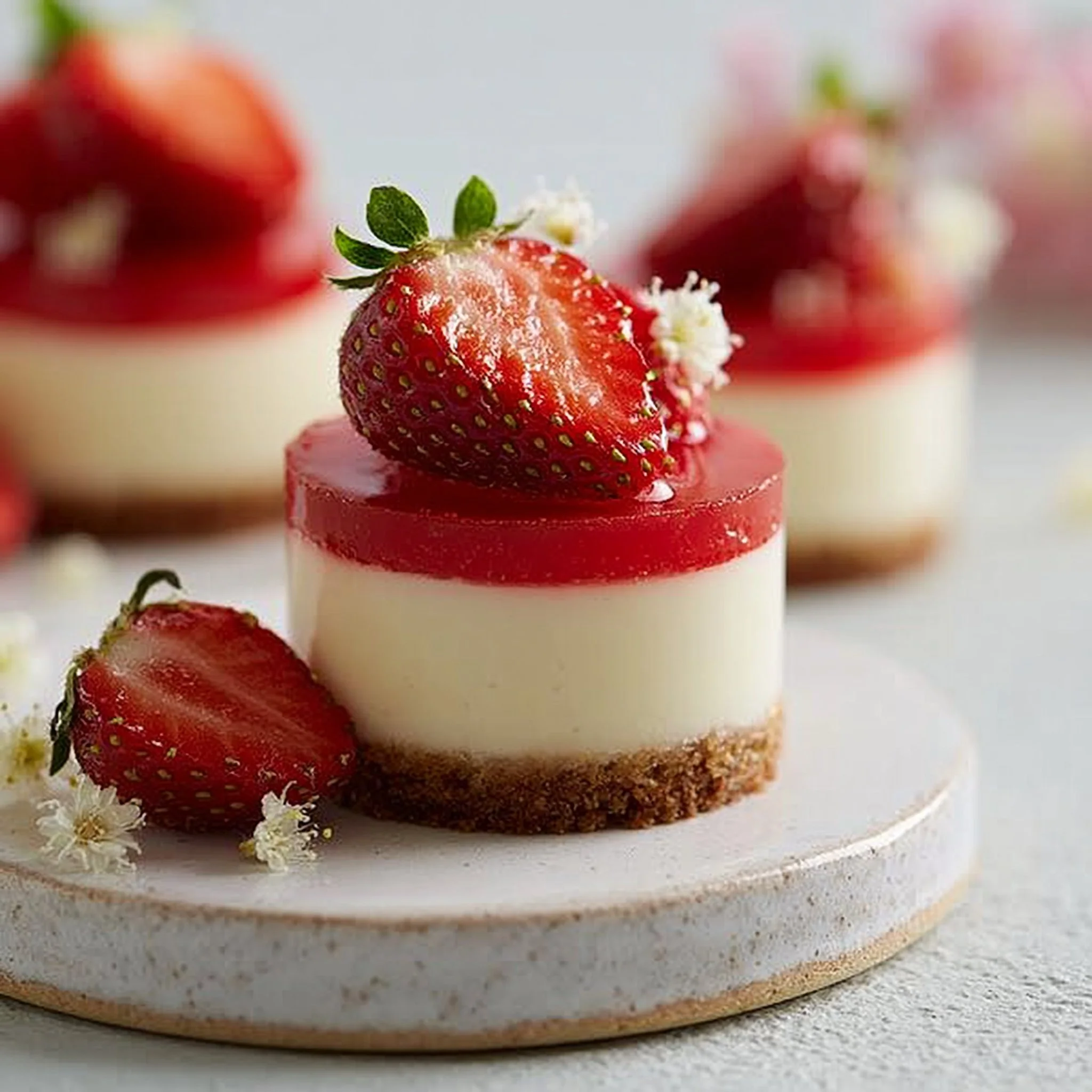 Mini Cheesecakes de Chocolate Blanco y Fresa