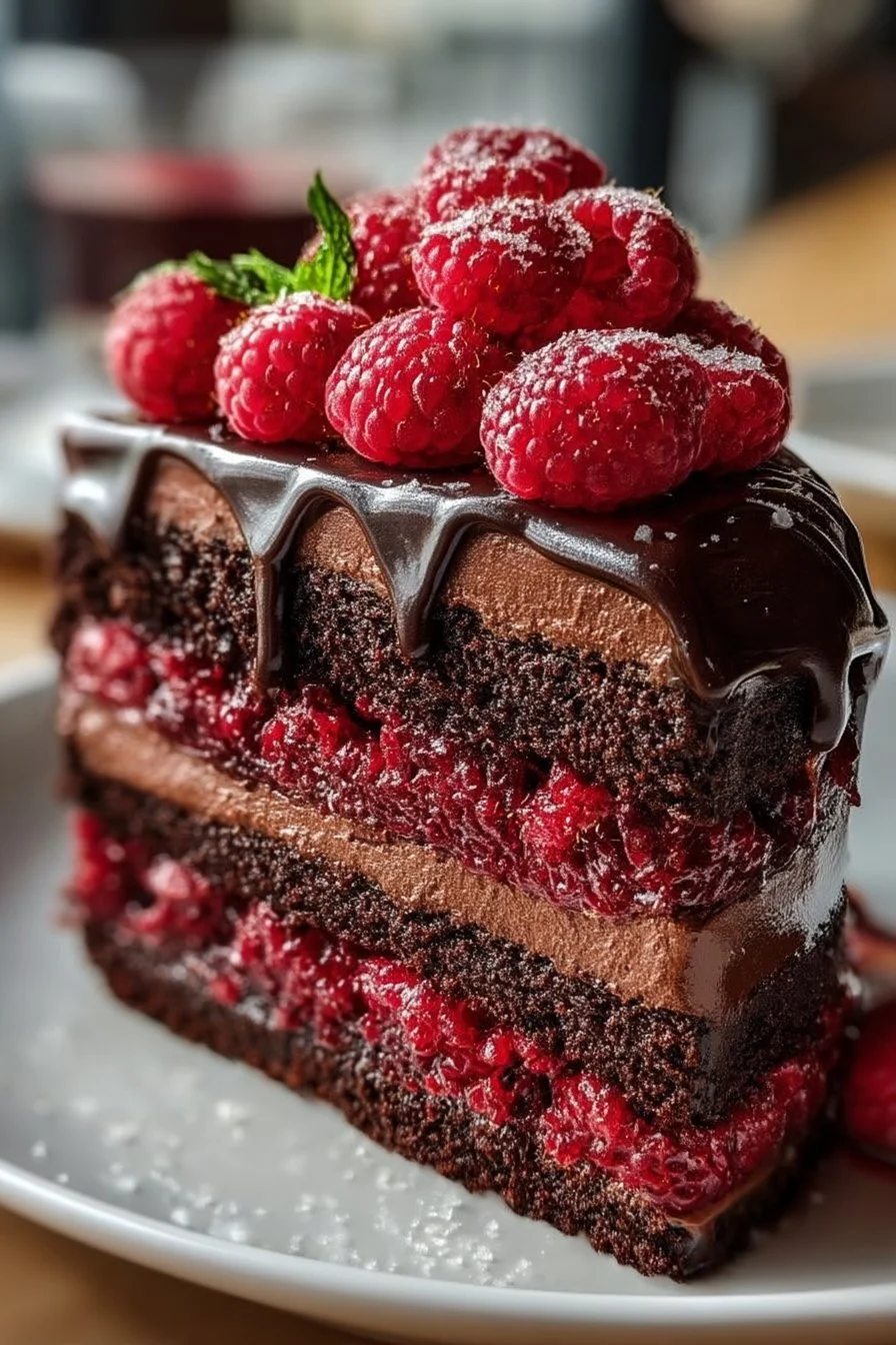 Pastel de chocolate y frambuesa