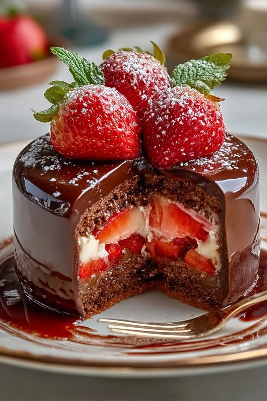 Pastel de Chocolate y Fresa