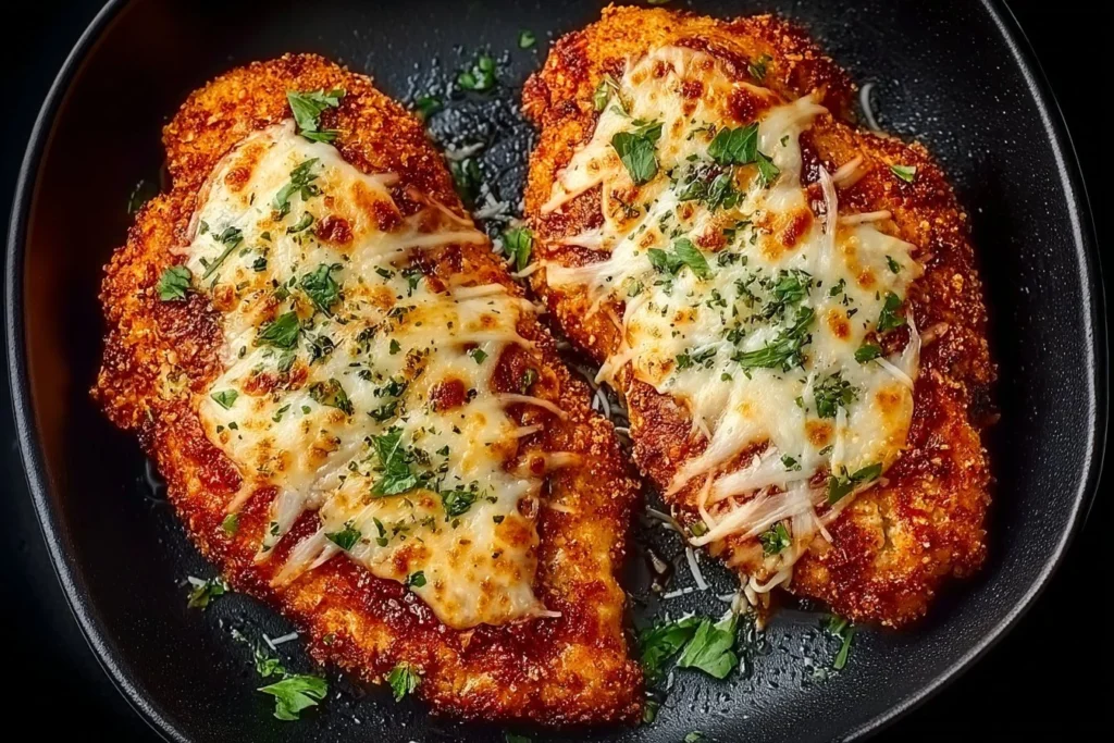 Pollo Parmesano crujiente cocinado en freidora de aire
