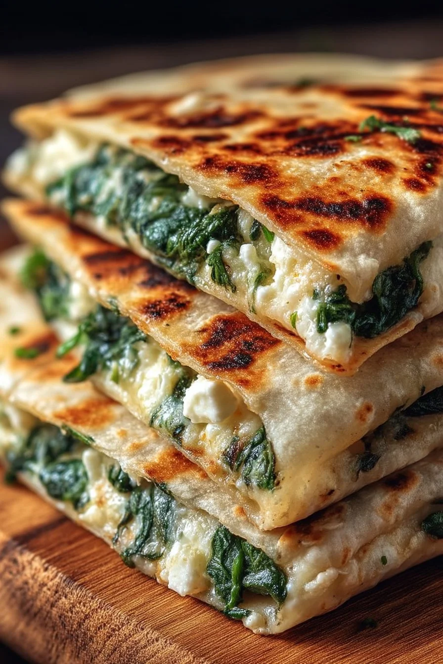Quesadillas de espinacas y feta