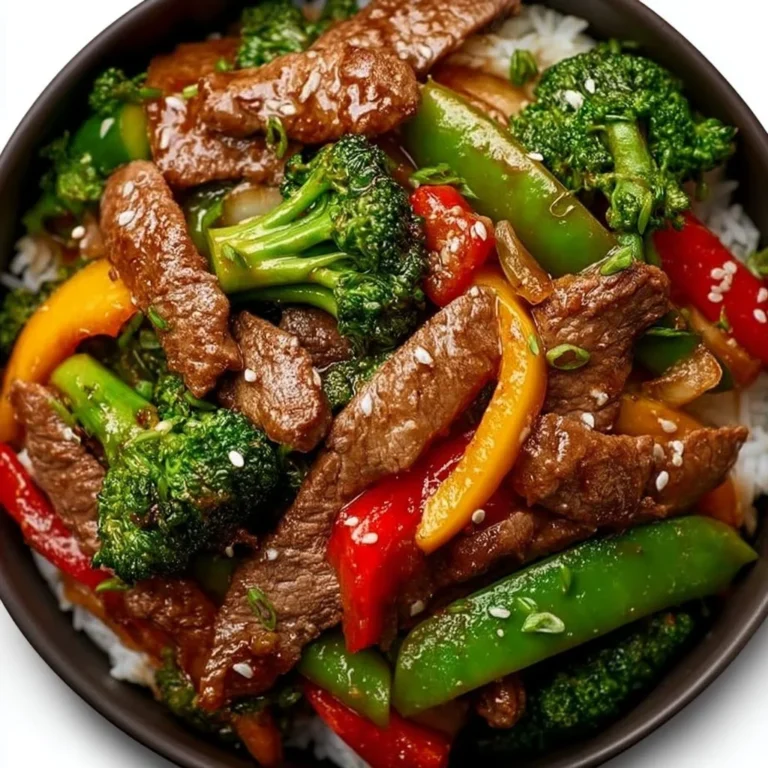Plato de salteado de carne y verduras frescas servido en un bol
