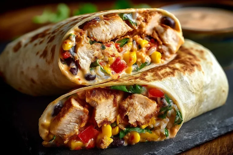 Wrap de Pollo Suroeste fresco y sabroso servido en un plato.
