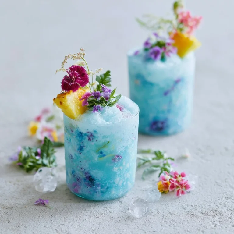 Cóctel Amor Oceánico Colada con frutas exóticas y coco en una bebida refrescante.