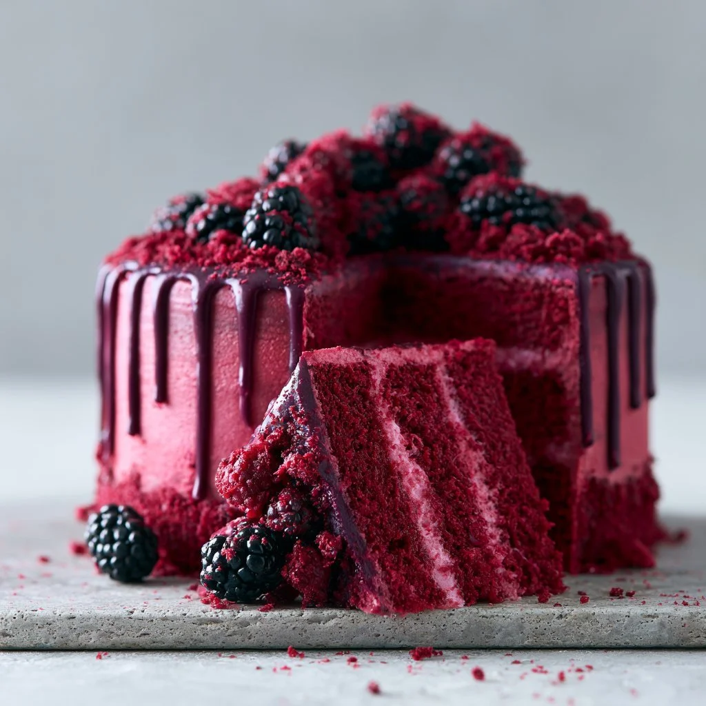 Black Velvet Cake with Blackberry Filling