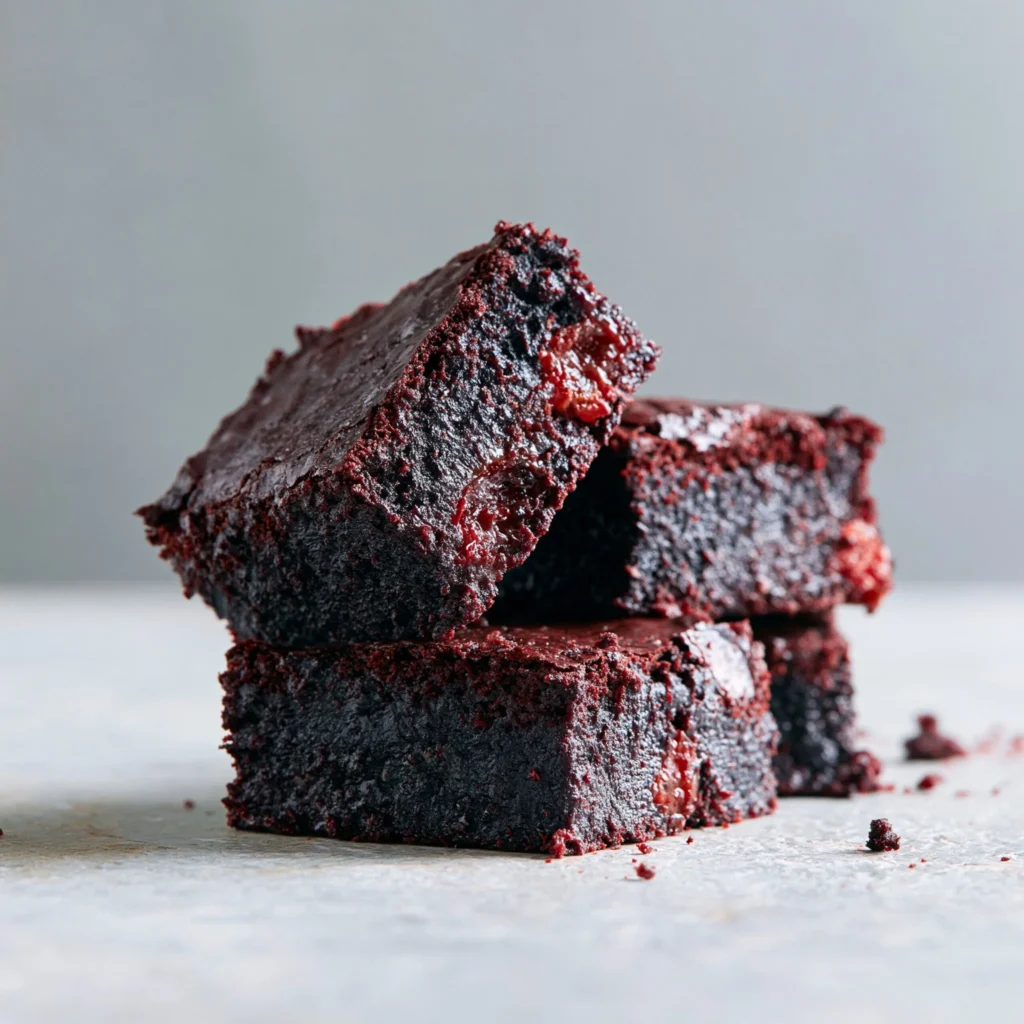 Brownies de dátil fudgy recién horneados con textura suave y rica.