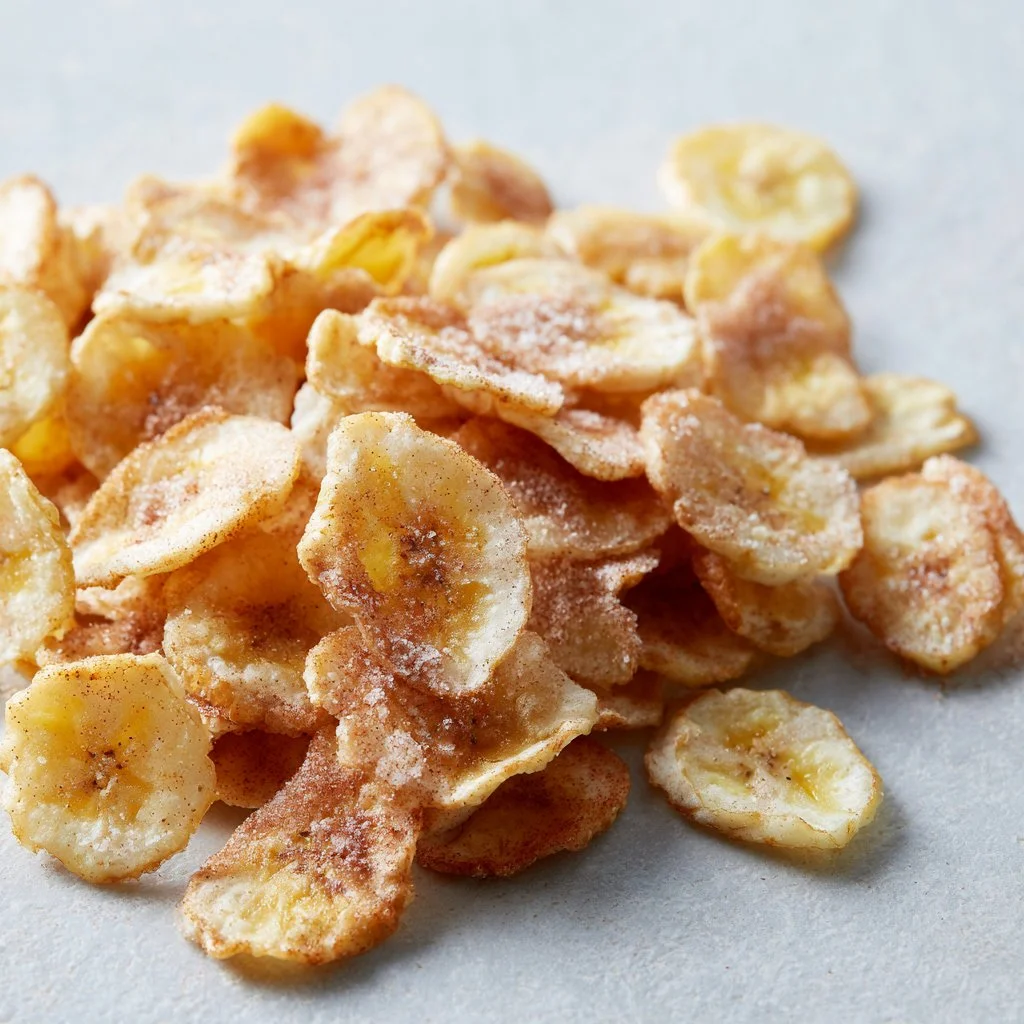 Chips de plátano con canela y azúcar en freidora de aire