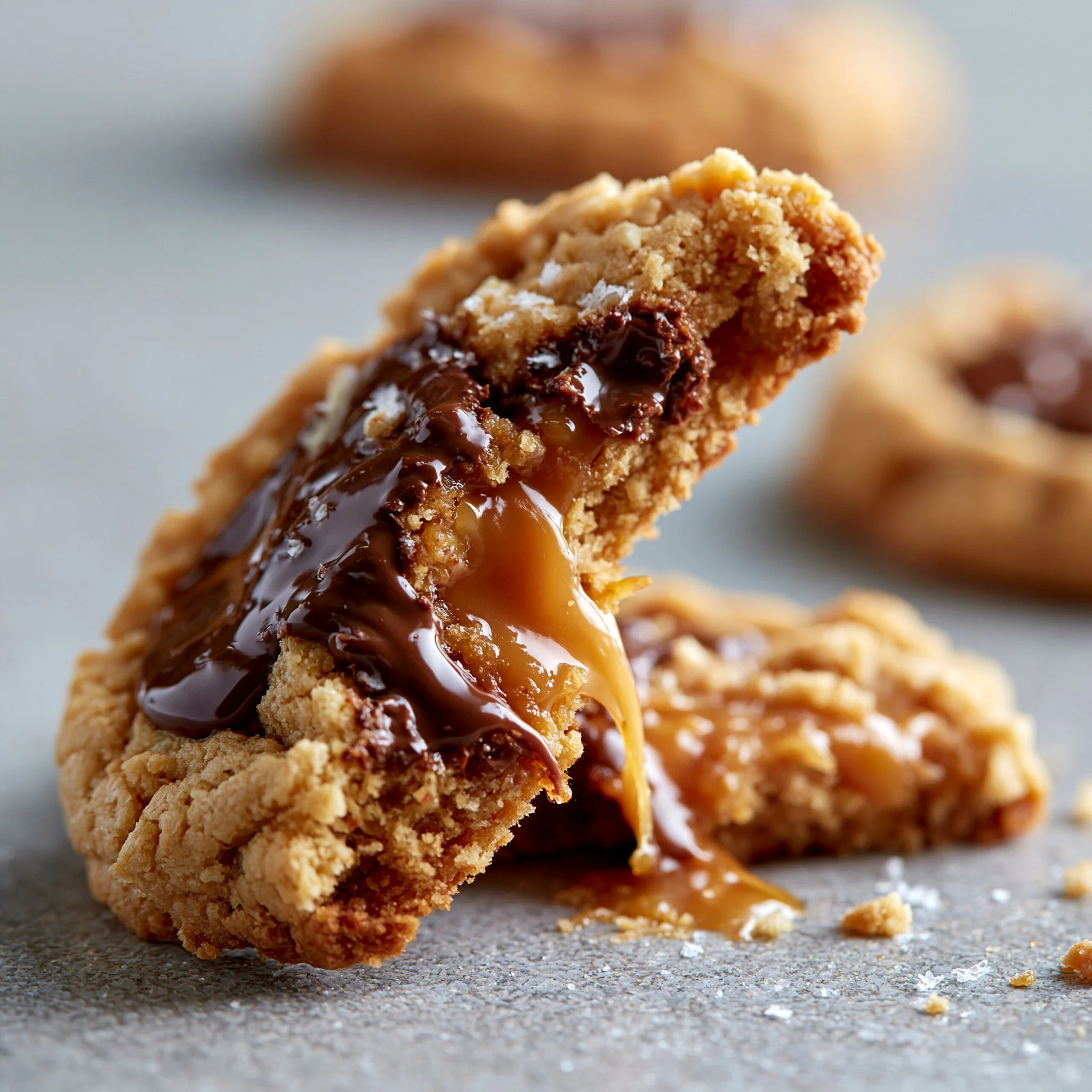 Cookies de mantequilla de maní con chocolate y caramelo