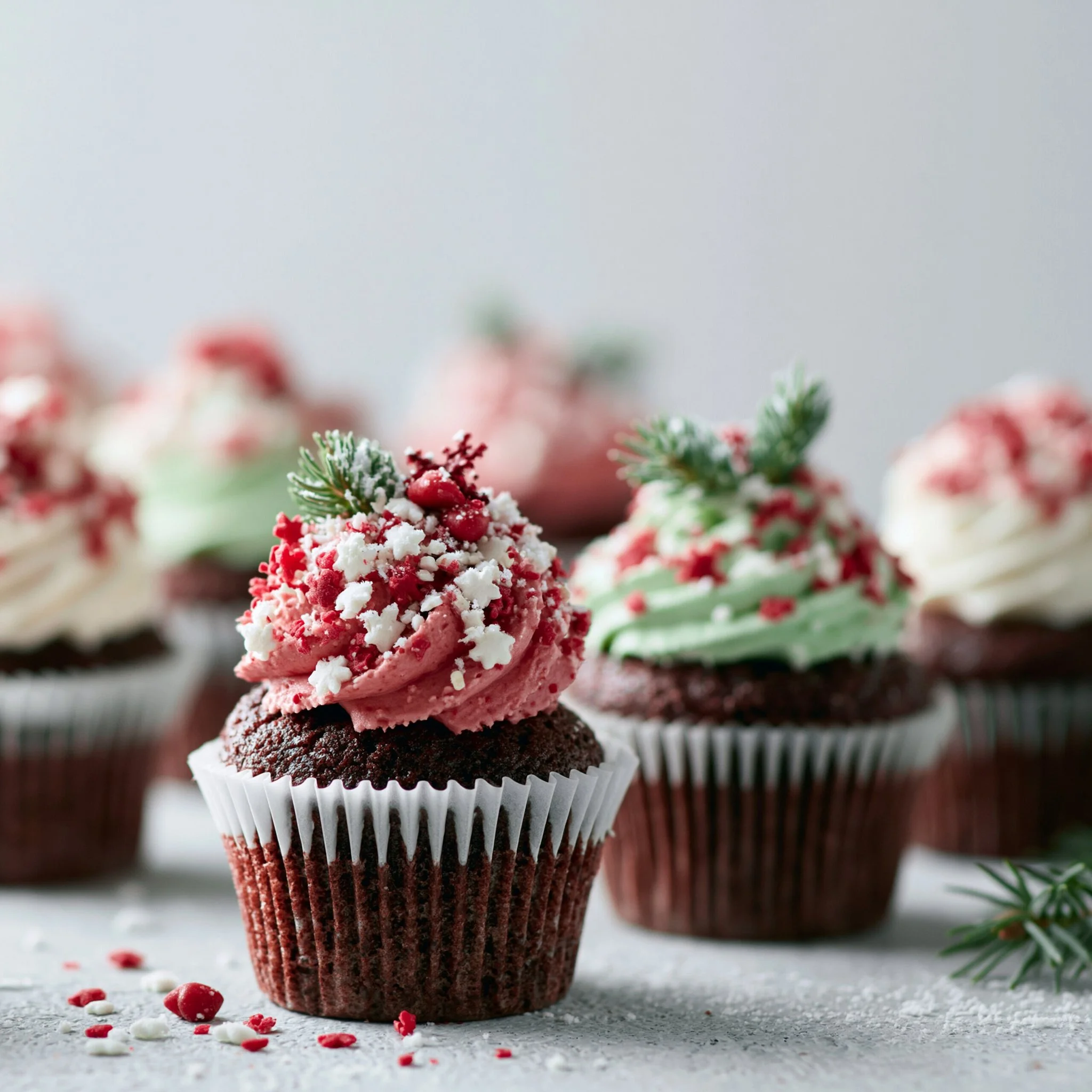 Cupcakes de Navidad con Sombrero de Santa