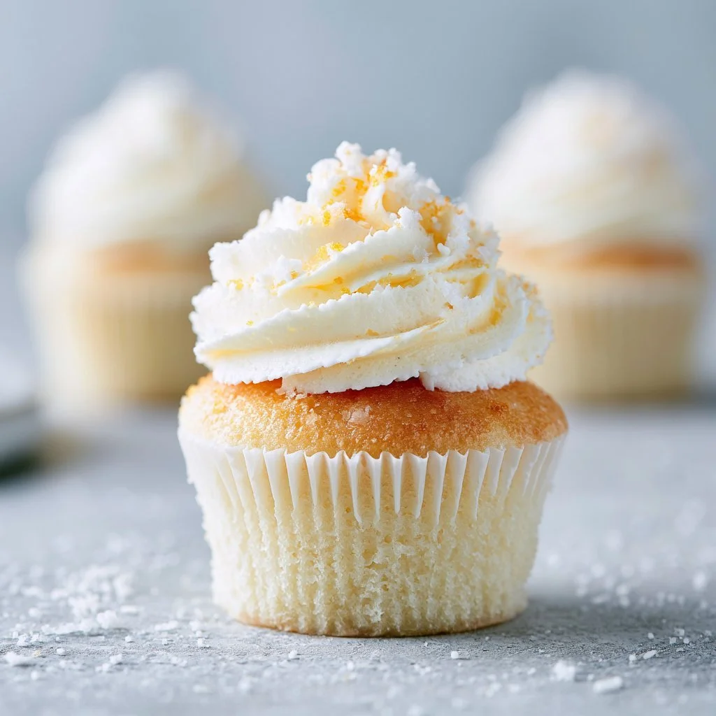 Deliciosos cupcakes de vainilla suaves de pastelería listos para disfrutar