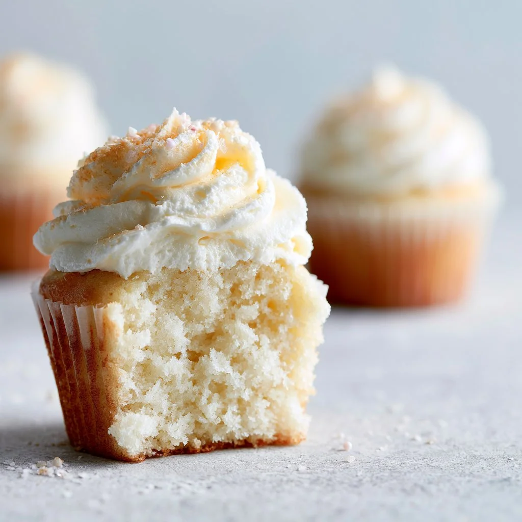 Cupcakes de vainilla suaves de pastelería