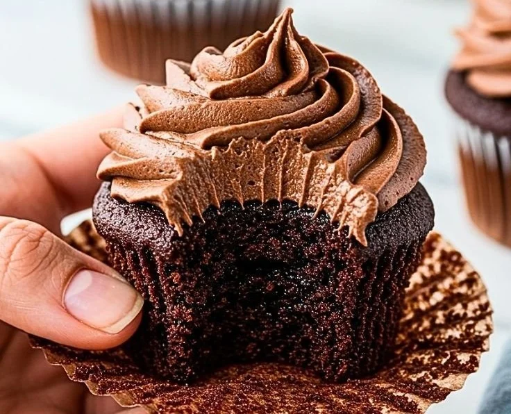 Easy and Moist Chocolate Cupcakes