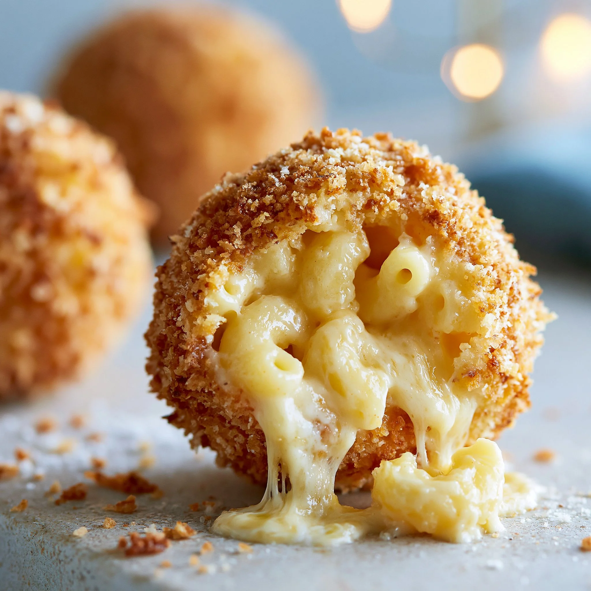 Fried macaroni and cheese balls in an air fryer