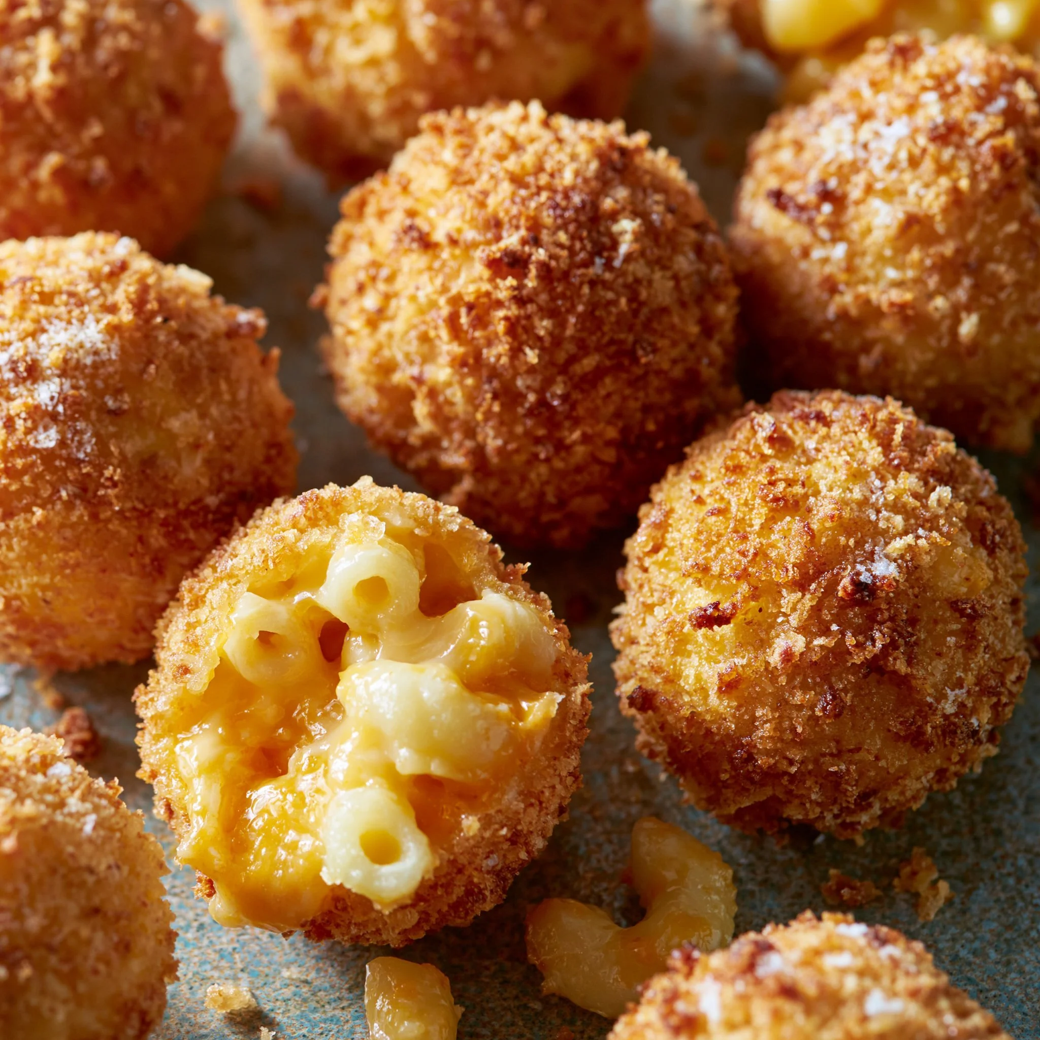 Fried macaroni and cheese balls in an air fryer