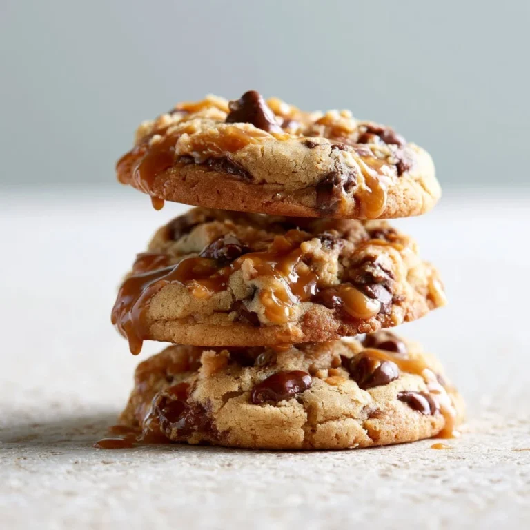 Galletas de caramelo con mantequilla de cacahuate y chocolate recién horneadas