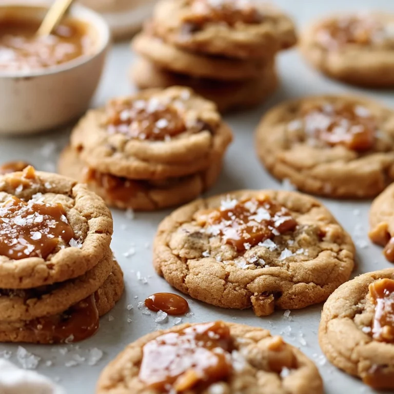 Galletas rellenas de caramelo salado recién horneadas