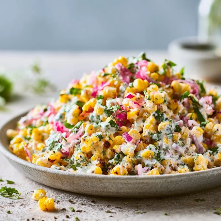 Ensalada de maíz callejero saludable con yogur griego y vegetales frescos