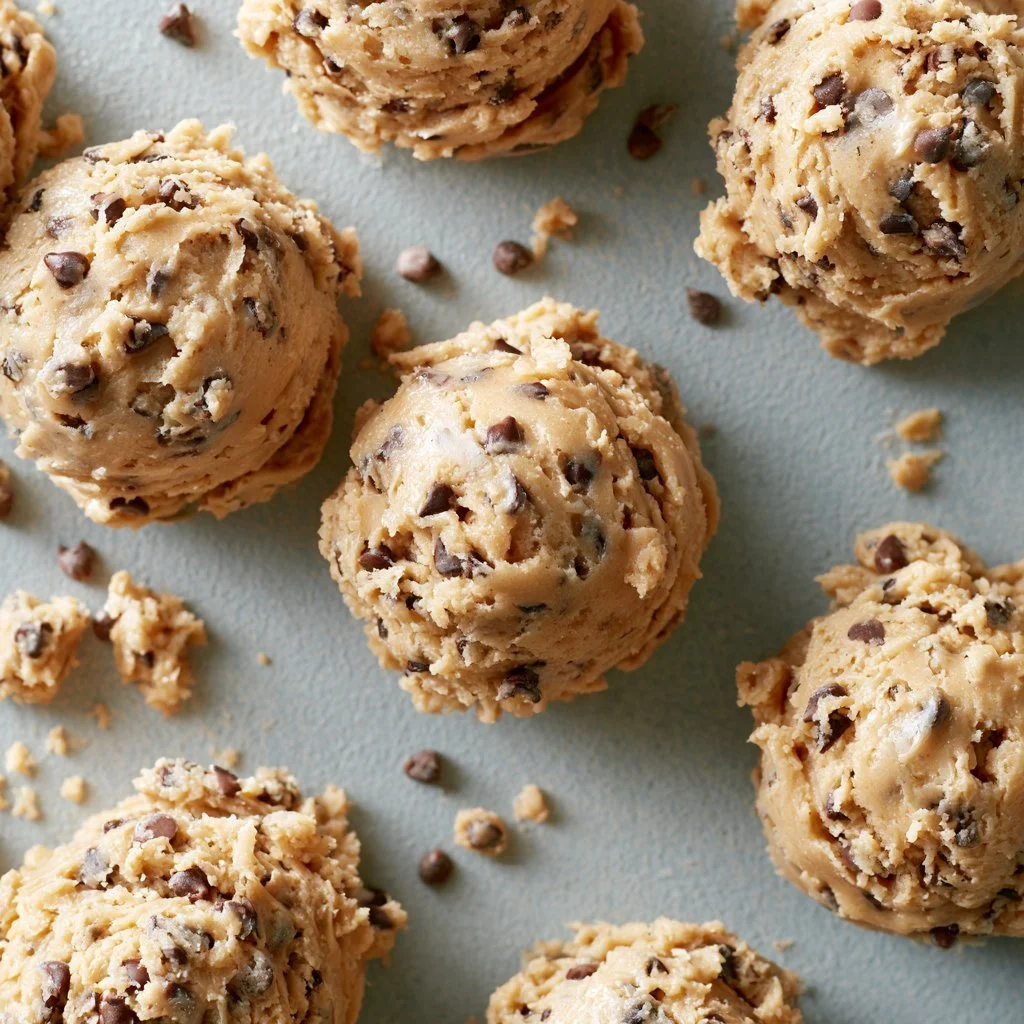 Masa de galleta comestible fresca y deliciosa lista para ser usada en postres.