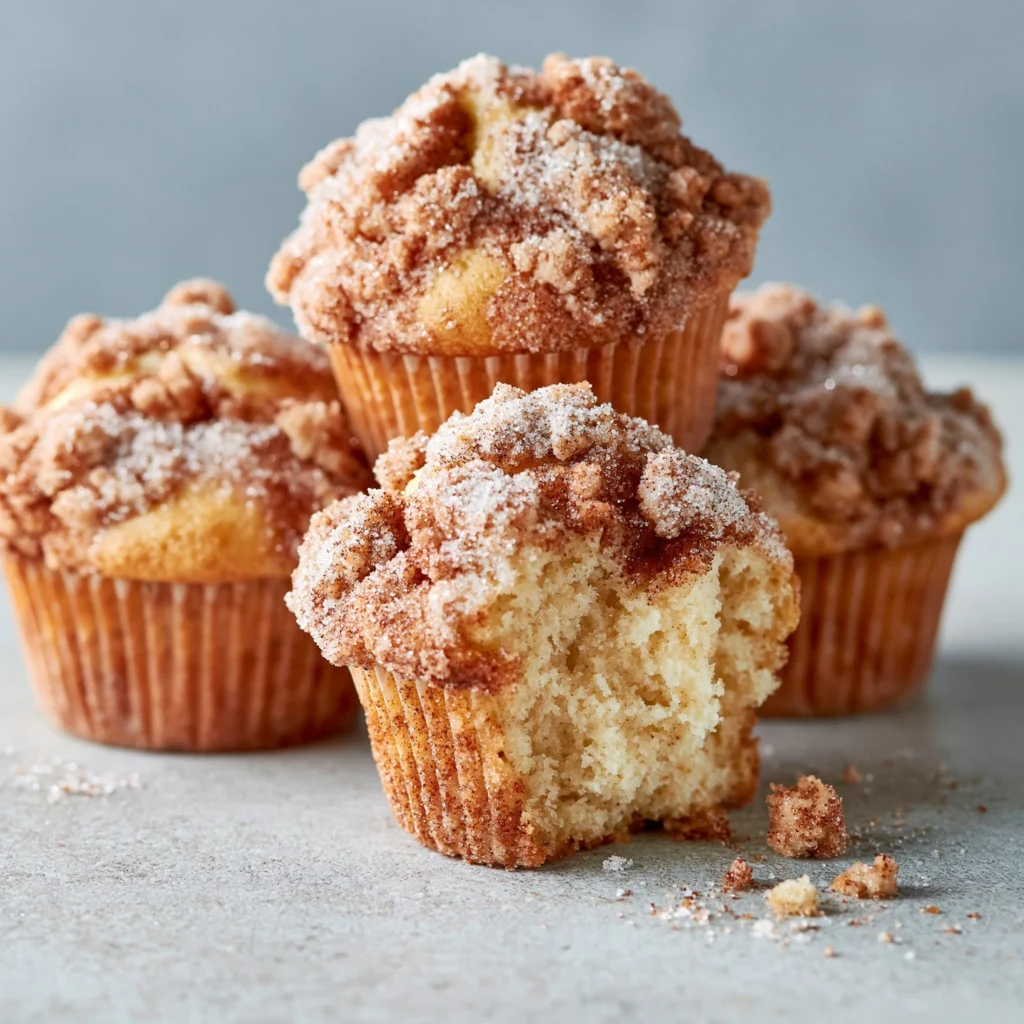 Muffins de azúcar y canela con crumble crujiente
