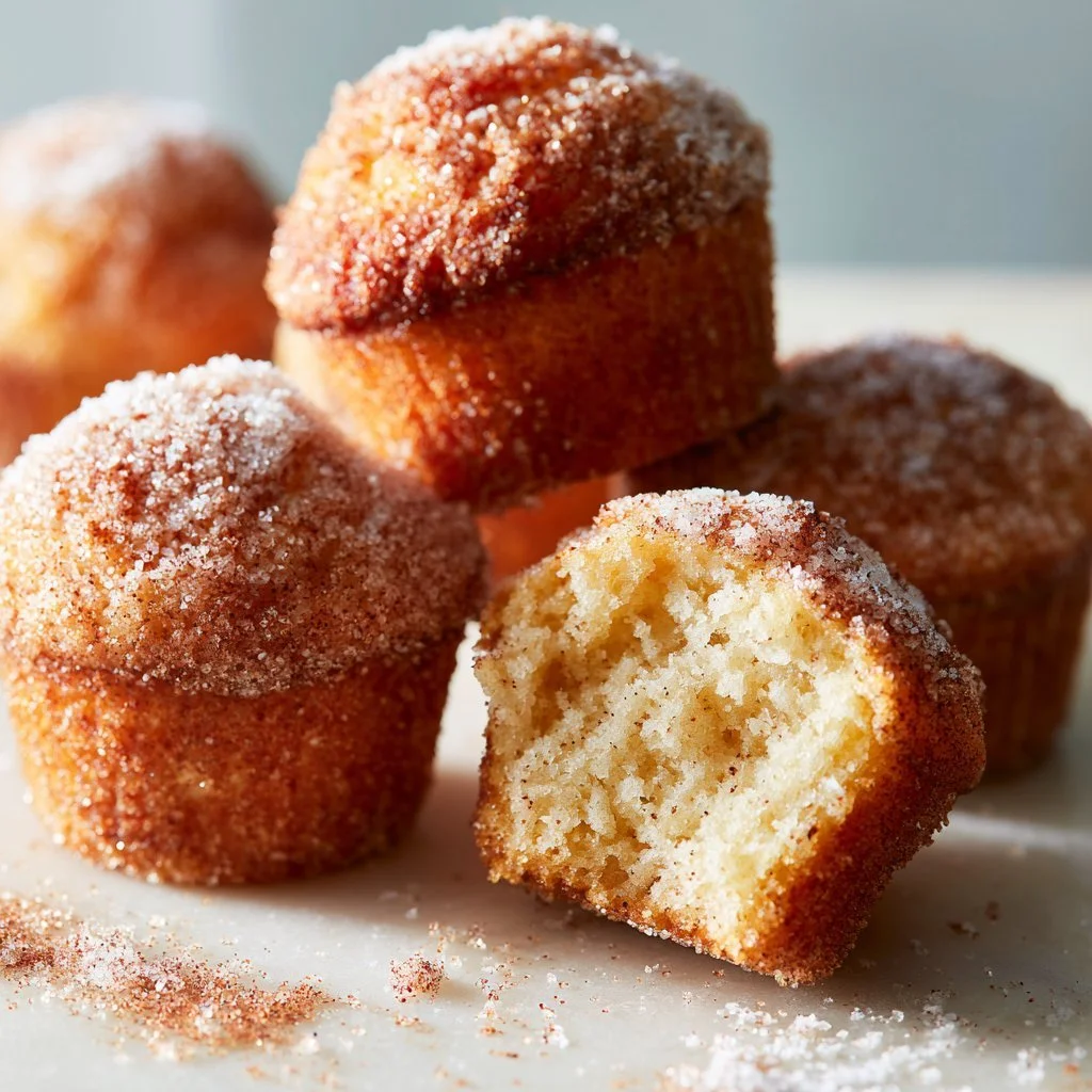 Muffins de azúcar y canela recién horneados