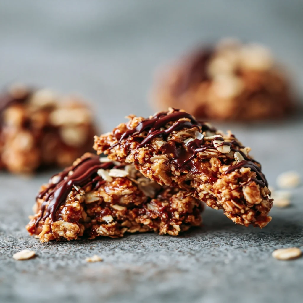 Galletas de avena sin hornear con chocolate y mantequilla de maní