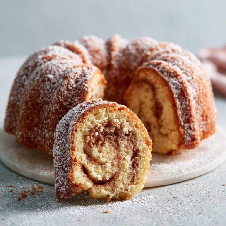 Pastel Bundt de Remolino de Canela decorado con glaseado pastel