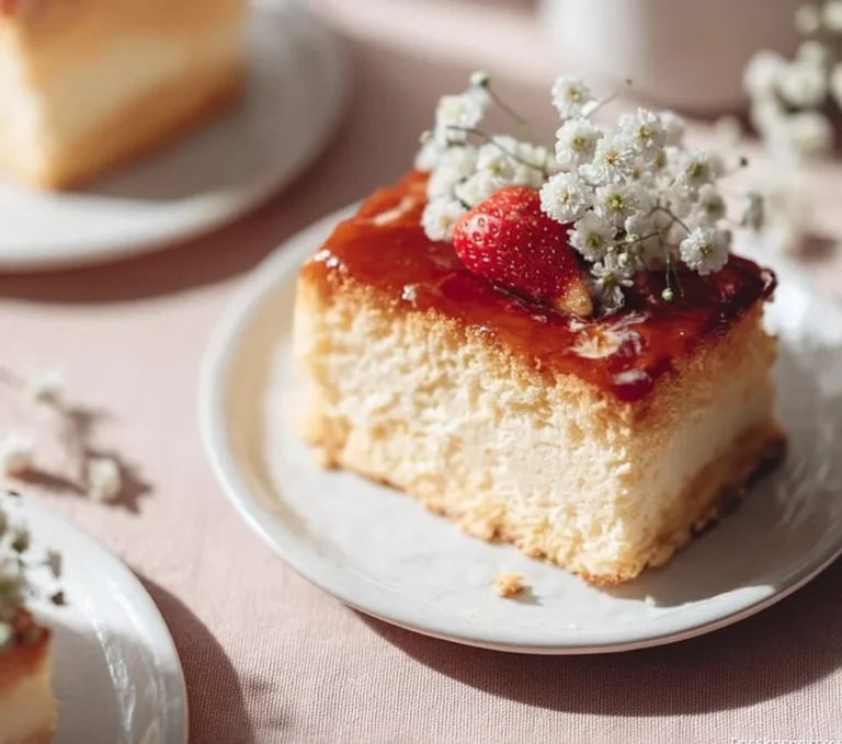 Pastel de yogur cremoso con solo tres ingredientes en un plato
