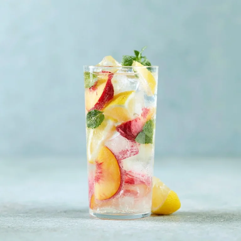 Limonada de durazno fresca y refrescante en un vaso