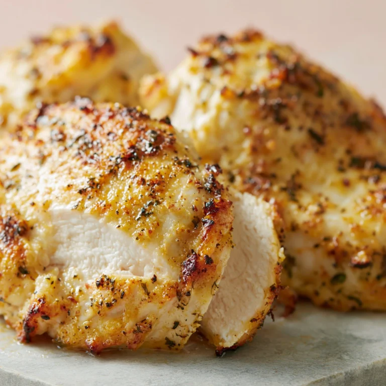 Pechuga de pollo jugosa cocinada en freidora de aire de la abuela