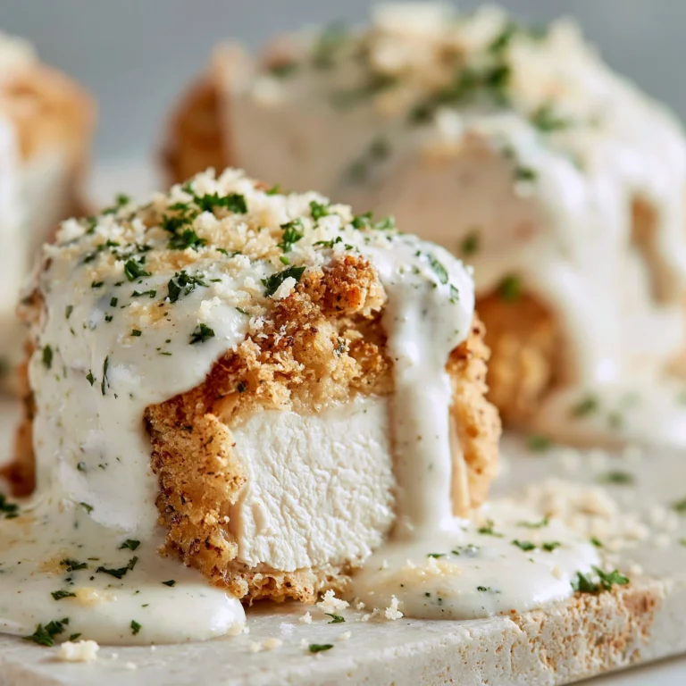 Delicioso Pollo Crema Ajo Parmesano servido en un plato