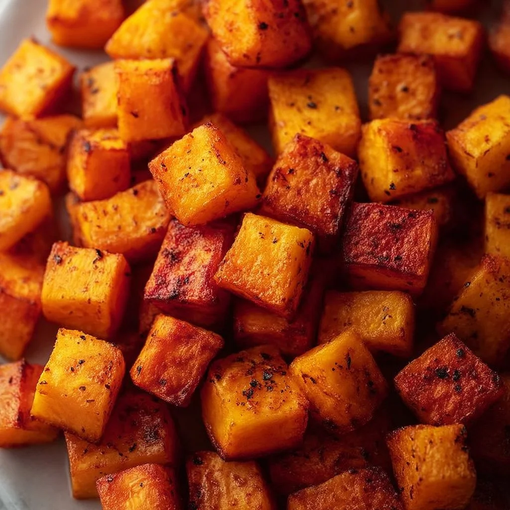 Cubes de batata asada