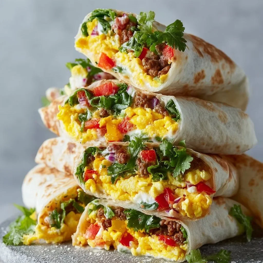 Deliciosos burritos de desayuno con ingredientes frescos y recetas rápidas.