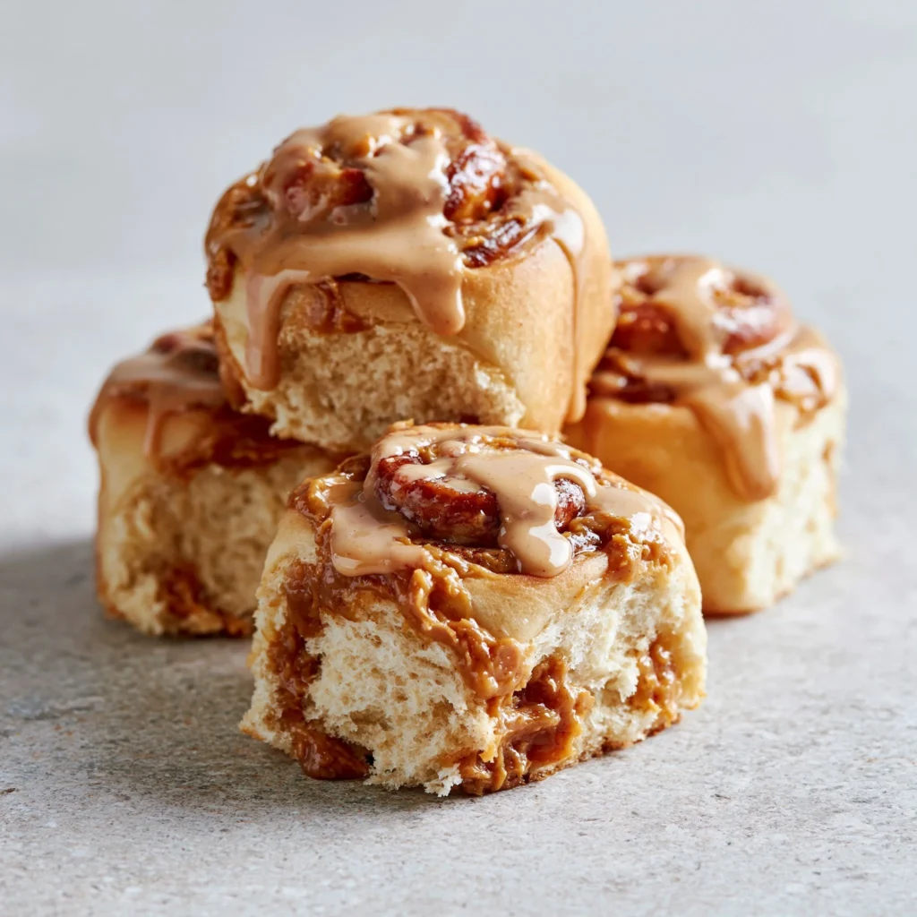 Deliciosos Rollos de Canela con Mantequilla de Galleta Biscoff listos para disfrutar