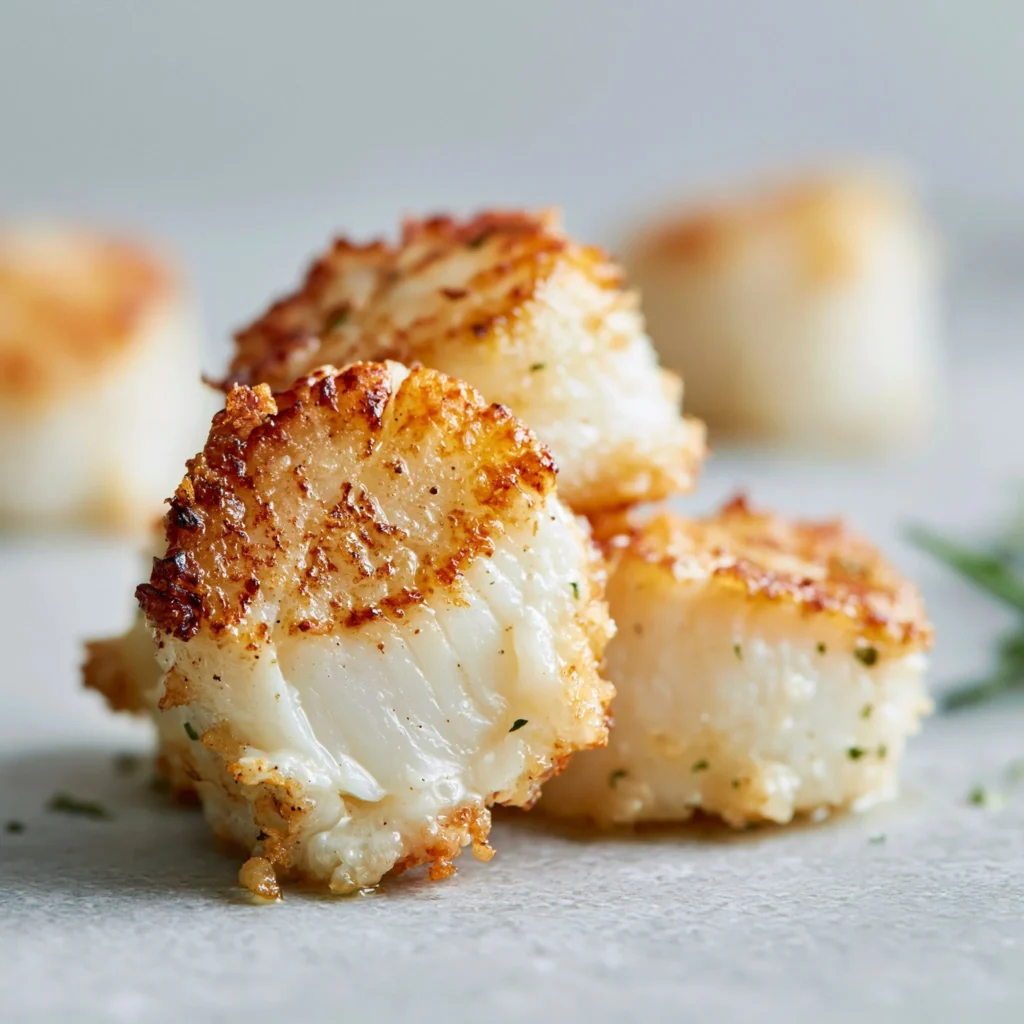 Scallops cocidos en freidora de aire, dorados y sabrosos